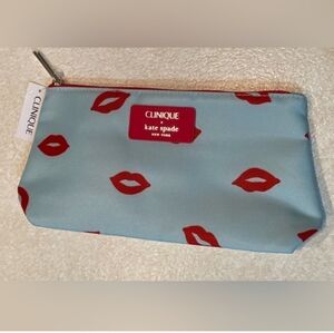 kate spade Clinique  Blue and Red Cosmetic Bag Nwt